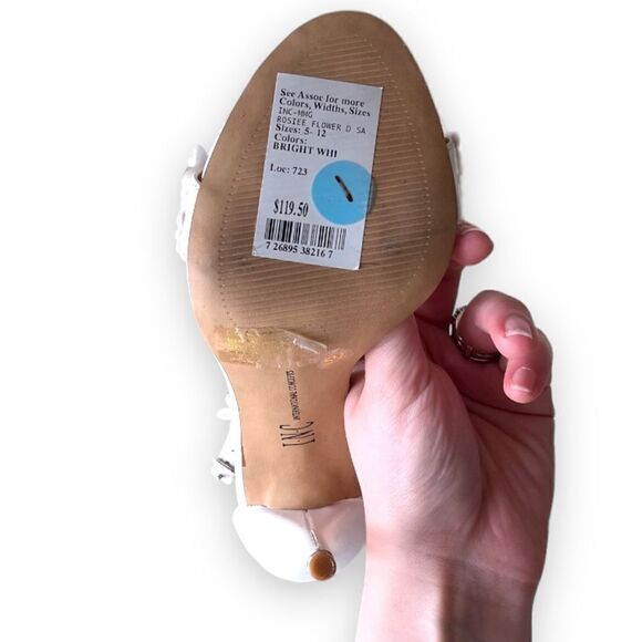 NWT! INC | Rosiee 3D Floral White Bridal Shoes (5M) - Picture 8 of 11